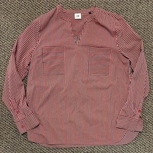 CAbi Women's Franklin Red Striped Popover Blouse, NWOT, Size Large